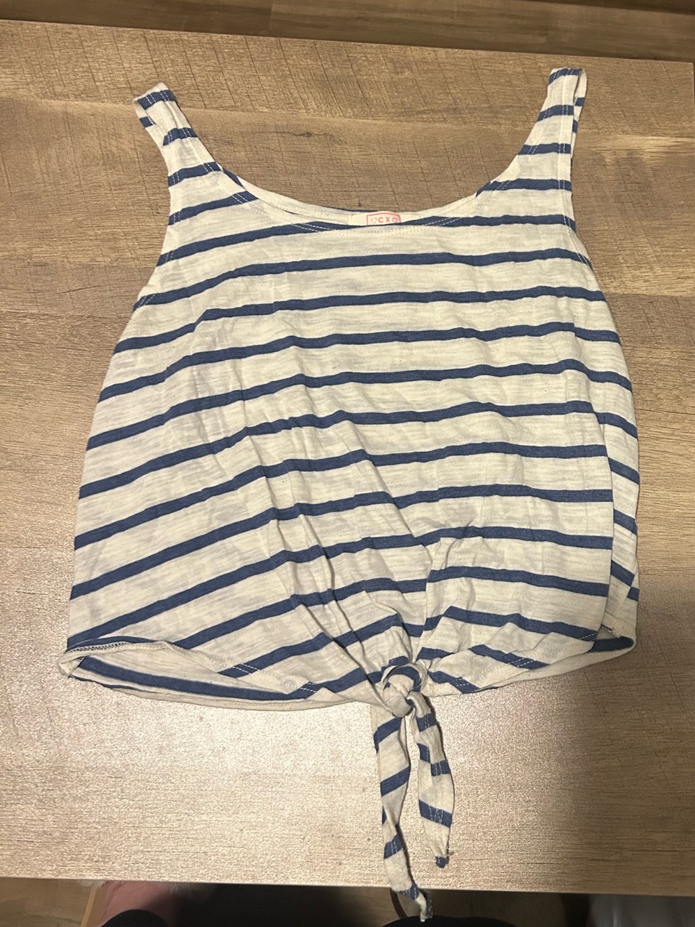 Striped Blue & White Tie-Front Tank Top
